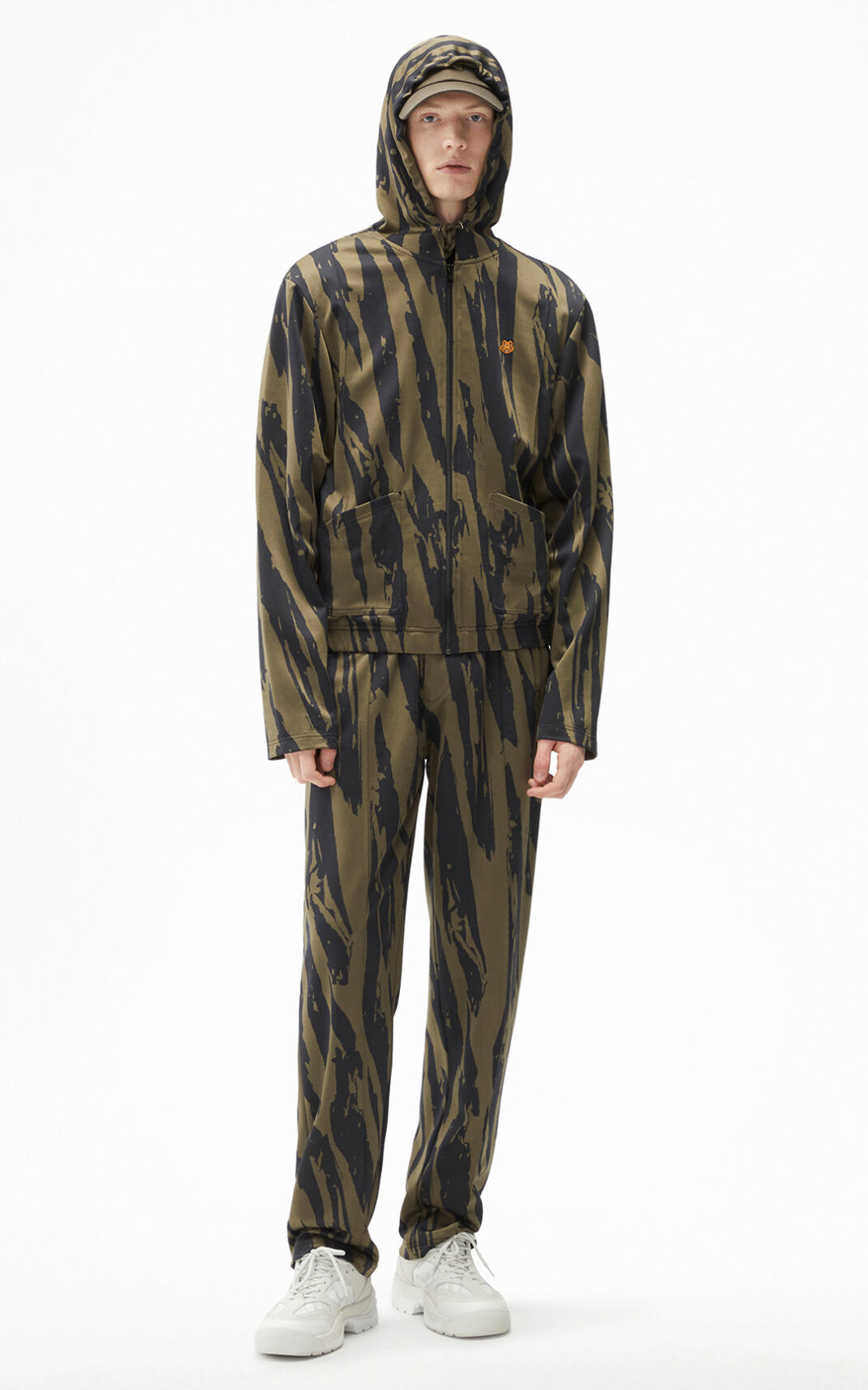 Kenzo Pleat Camo zipped Hættetrøje Herre - LyseGrå DK-748511